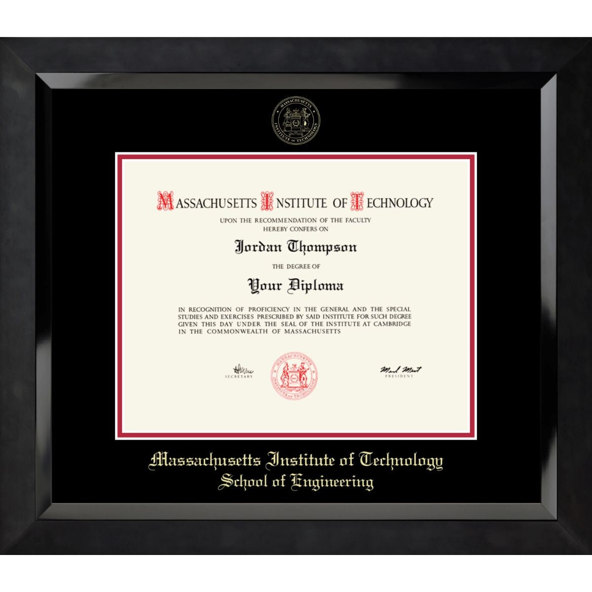 7399-MIT Embossed Eclipse Black Satin High Gloss Diploma Frame With Black  Mat_MIT School of Engineering.jpg