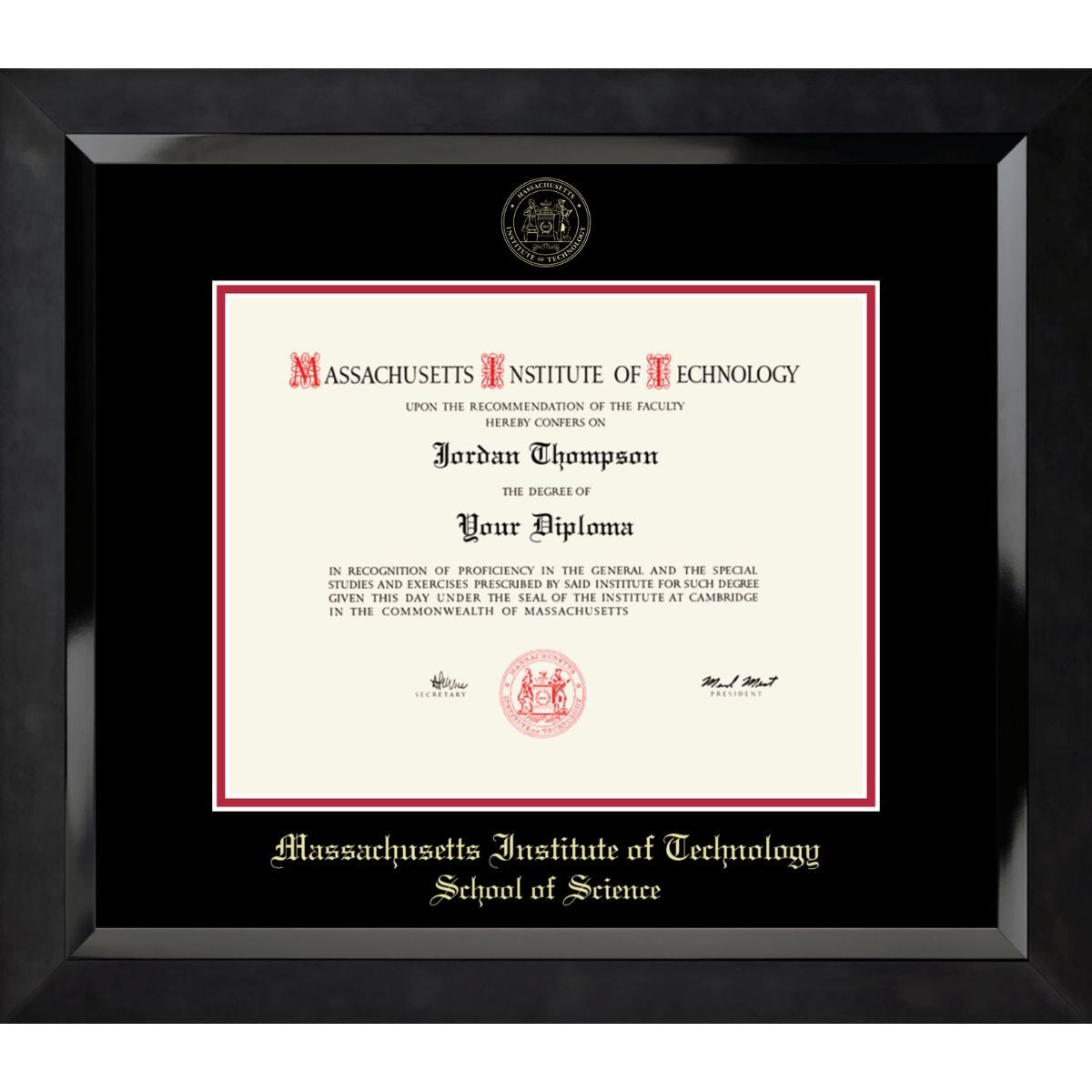 7399-MIT Embossed Eclipse Black Satin High Gloss Diploma Frame With Black  Mat_MIT School of Science.jpg