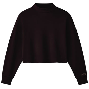 MIT DreamGlow Womens Dark Espresso Cropped Mock Neck