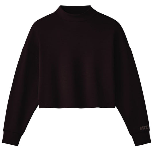 MIT DreamGlow Womens Dark Espresso Cropped Mock Neck