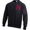 7455-Harvard Champion Reverse Weave Crewneck With Embroidered Left Chest Block H and Sleeve Shield logo