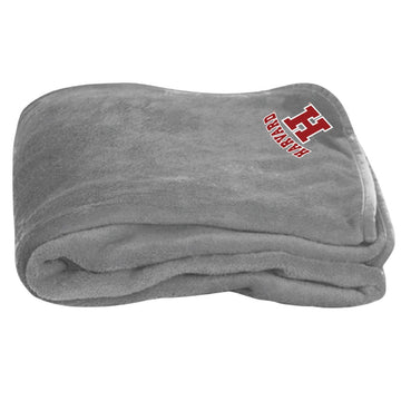 7459-Harvard H Block Logo Polar Plush Blanket