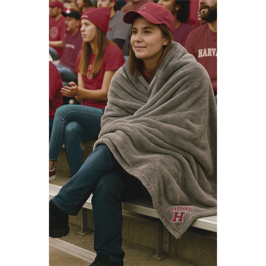 7459-Harvard H Block Logo Polar Plush Blanket