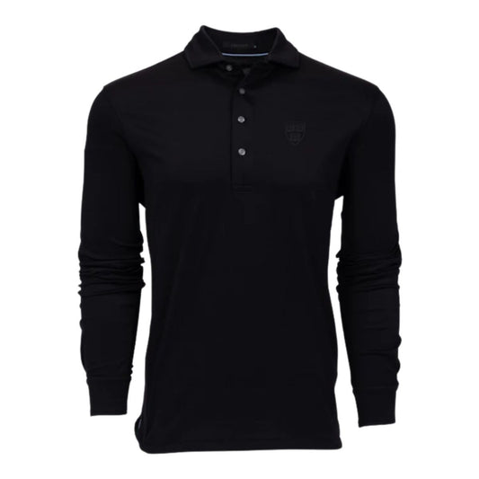 Harvard Greyson Blackout Veritas Shield Omaha Long Sleeve Polo