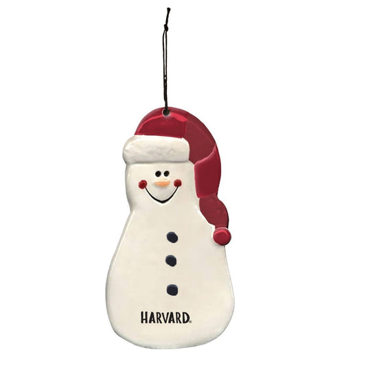 Harvard Ceramic Snowman Ornament