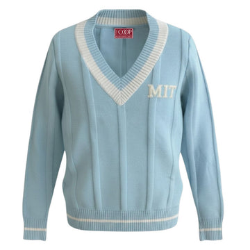 MIT Women's Cable Knit V-neck Sweater