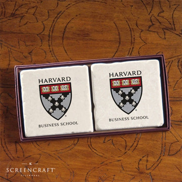 Harvard Screencraft Tileworks Set of 2 Marble Coasters Harvard Business School Seal