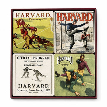 Harvard Screencraft Tileworks Set of 4 Marble Coasters Vintage Harvard Football