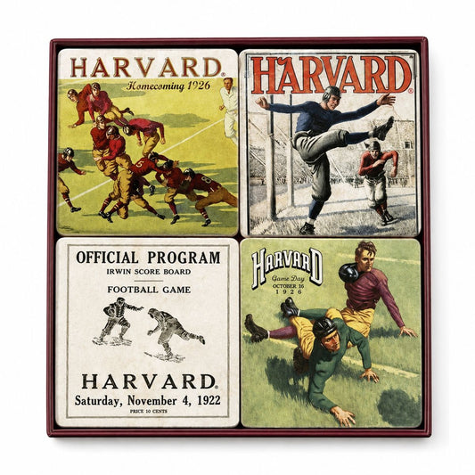 Harvard Screencraft Tileworks Set of 4 Marble Coasters Vintage Harvard Football