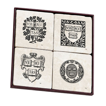 Harvard Screencraft Tileworks Set of 4 Marble Coasters Vintage Seals
