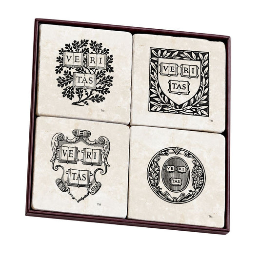 Harvard Screencraft Tileworks Set of 4 Marble Coasters Vintage Seals