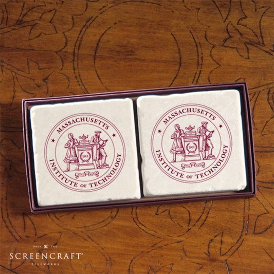 MIT Screencraft Tileworks Set of Marble Coasters MIT Seal
